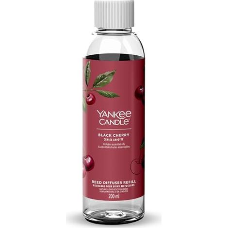 Yankee Candle Signature Recambio para difusor de Varillas  Black Cherry  200 ml  hasta 20 semanas de Fragancia Mujeres