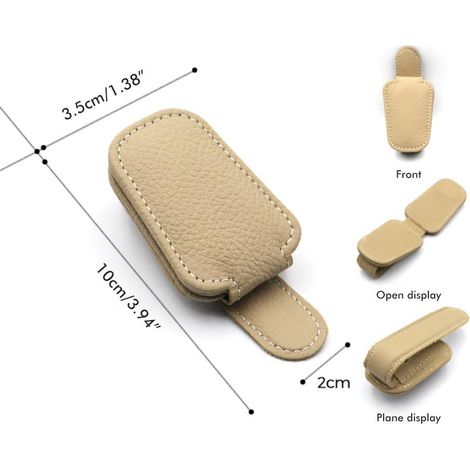 Porte-lunettes de voiture magnétique en cuir pour pare-soleil, clip de rangement solaire auto, étui à lunettes visière, accessoire intérieur (1/4)