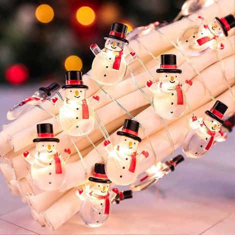Weihnachtsbeleuchtung, 3 m, 30 LEDs, Schneemann-Lichterkette, USB-Stecker, batteriebetrieben und ferngesteuert, Weihnachtsdekoration (1/5)
