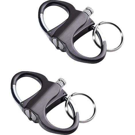 Briquet Porte Clés, Allumettes étanches, Kit D'allumage d'urgence Portable for L'alpinisme, Kit D'allumage de Feu en Pierre et Acier for Camping, Voiture et Maison(Black+Black) (1/5)