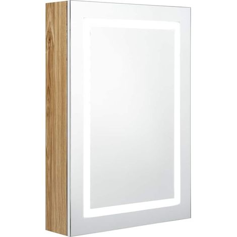 Maison Exclusive - Armadietto Bagno con Specchio e LED Bianco e Rovere 50x13x70 cm (1/5)