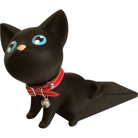 Cale-porte décorative en forme d'animal mignon, sans perçage, pour la maison ou le bureau, chat noir (1/5)