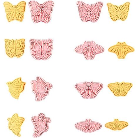 Emporte-pièces papillon (8 pièces) en plastique, moule à biscuits 3D, tampon à fondant (1/4)