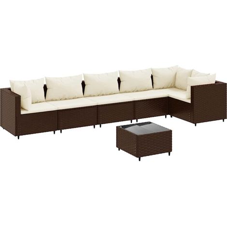 Maison Exclusive - 7-tlg. Garten-Lounge-Set mit Kissen Braun Poly
