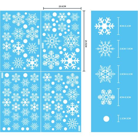Autocollants statiques flocons de neige de Noël, autocollants décoratifs de Noël pour vitres, décorations de fenêtre pour le Nouvel An, autocollants flocons de neige dorés et argentés pour fenêtres.
