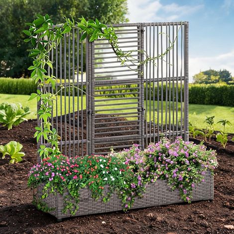 Jardinière autoportante avec treillis en acier gris 103 x 29 x (1/5)