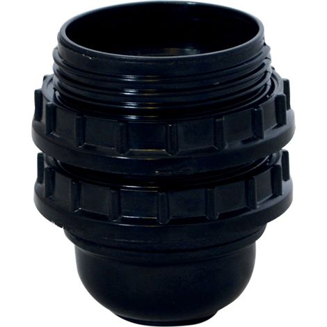 Douille filetée bakélite E27 noire double bague- Tibelec (1/2)