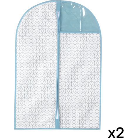 CALICOSY - 2 housses pour vêtement blanc et bleu - H90 cm (1/3)