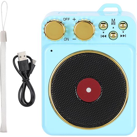 Enceinte Bluetooth 5.0 Rétro DC 3.7V avec Diffusion Vocale Audio Intelligente pour MP3 / Carte TF, Bleu (1/5)