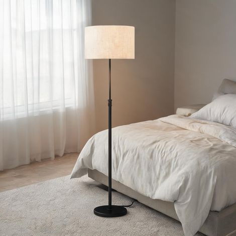 Lampadaire sur pied en métal noir avec télécommande et variateur (1/5)