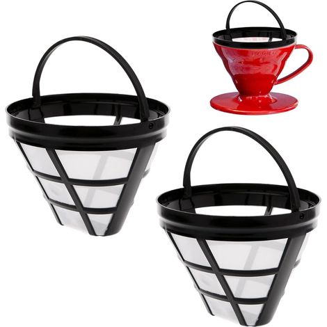 BEBUSINGOTO Permanenter Kaffeefilter, wiederverwendbarer Kegel-Kaffeefilter, wiederverwendbarer Kaffeefilter, waschbare Kaffeetropfschale, papierloser Kaffeefilter für die jährliche Kaffeezubereitung