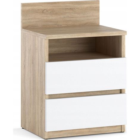 Mesita de noche Sonoma roble blanco mesita de noche 40CM 2S estante muebles de dormitorio (1/5)
