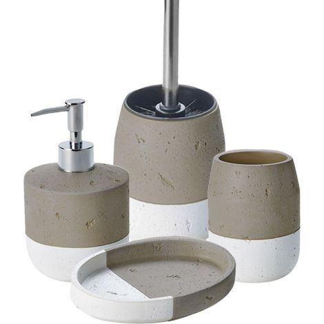 Set salle de bain bicolore 4 pièces en céramique