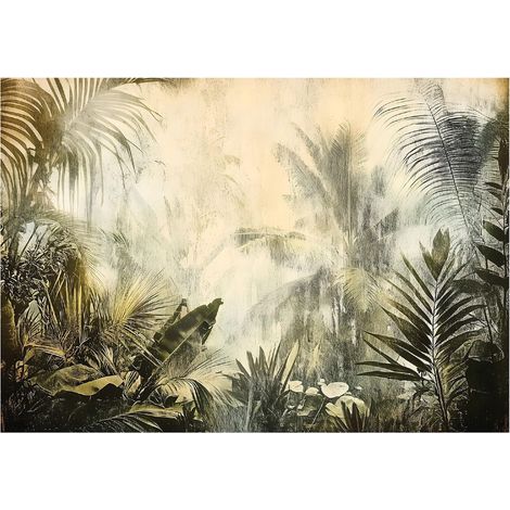 Papier peint à motif jungle vintage, décoration salon – 200 x 140 cm papier peint intissé Wallarena (1/4)