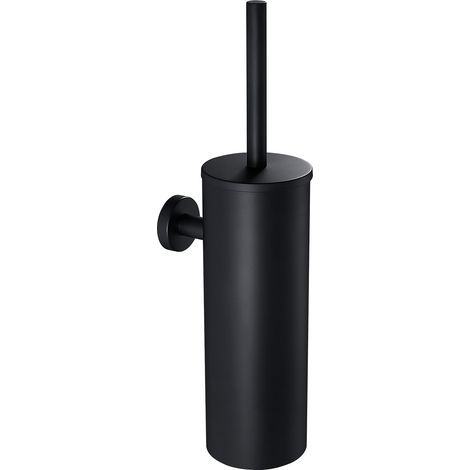 Brosse WC noir - Set mural en acier inoxydable 304 - Support à visser - Brosse de toilette avec cache - Gain de place - Salle de bain (1/5)