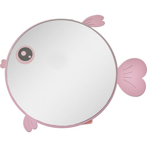 Petit Miroir à Poser en Métal Rose Forme Poisson pour Enfant 21 x 20 x 4 cm - PANGIVO (1/2)