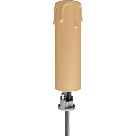 Fourreau plastique marron clair équipée d'un support bougie E14, haut. 85 mm - Tibelec (1/2)