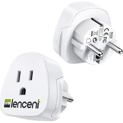 Adaptateur Prise USA vers France, Prise Type A/B vers Type E Prise USA/Canada/Japon vers Europe, Adaptateur pour appareils électriques américains vers française 2 Pièces (1/5)
