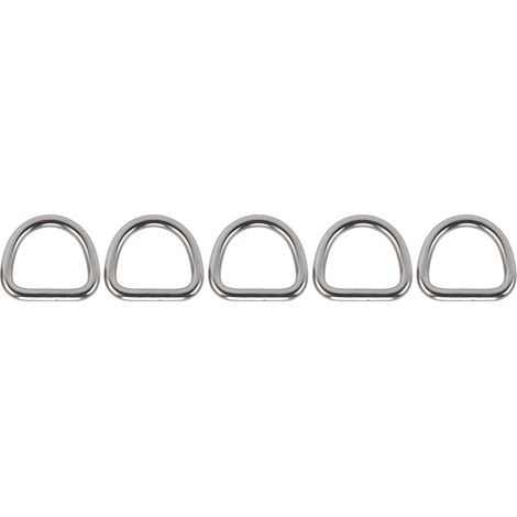 Lot de 5 anneaux en D 316 inox marin sans soudure semi-circulaires 6x33x30mm quincaillerie bateau voile tente (1/5)