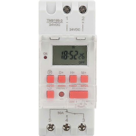 Interrupteur horaire hebdomadaire DC 24V 30A, minuterie programmable LCD 12/24h, relais temporisé marche/arrêt, contrôle automatique pour usage industriel et domestique. (1/4)