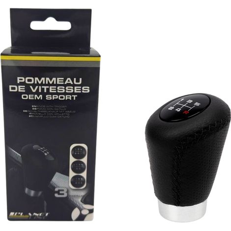 POMMEAU CUIR NOIR BAGUE MARCHE AR + 3 PASTILLES DE VITESSES (1/5)