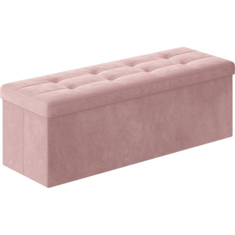 Panca Contenitore Pieghevole Oskar in Velluto Rosa Pastello (1/5)