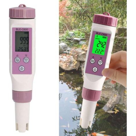 PH-Mètre Numérique, 7 en 1 Compteur Qualité l'eau Bluetoothes TDS-EC-ORP-SG Enregistrer Automatiquement les Données pour Culture hydroponique d'eau Potable, Laboratoire, Piscines, Aquariums (1/5)