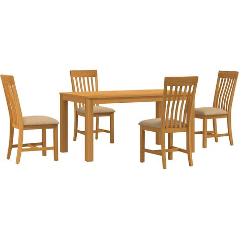 Ensemble de salle à manger 5 pc Beige Bois de chêne massif vidaXL (1/5)