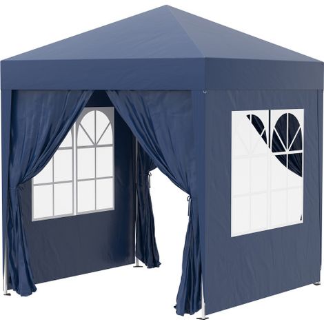 Tenda parasole 2x2m piegabile con pareti laterali con finestre, porta e zip. Tenda stabile per giardino, materiale metallico e tessuto Oxford. Installazione sul luogo.