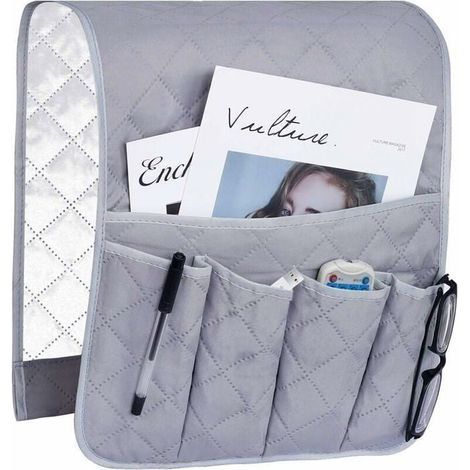 Armrest storage bag, grey, sofa cover, hanging bag, space-saving non-slip storage bag (1/4)