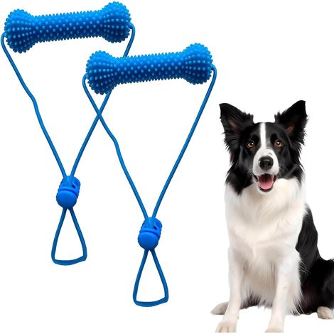 Juego de 2 accesorios azules para el cepillado dental de perros, mantienen la boca abierta para facilitar el cepillado, adecuados para perros pequeños, medianos y grandes, higiene bucal. (1/5)