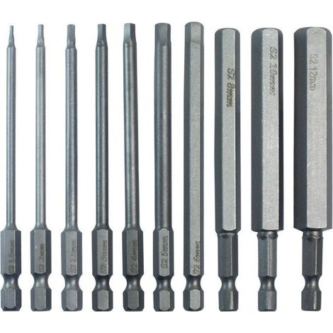 10-teiliges Sechskantbohrer- und Schraubendreherbit-Set mit magnetischem Schnellverschlussgriff für die einfache Installation in 100-mm-Elektrowerkzeugen. MUMU (1/4)