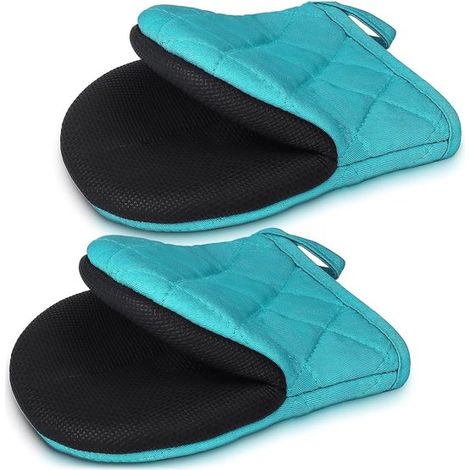 1 paio di guanti da forno, guanti da forno da cucina, mini guanti da forno, superficie antiscivolo e passante per appenderli, resistenti al calore, corti (1/5)