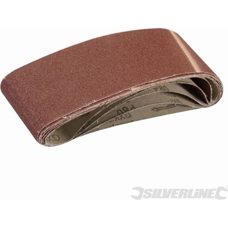 Lot de 5 bandes abrasives 75 x 533 mm – Grain 80 pour ponceuse à bande – Oxyde d'aluminium pour ébauche durable (1/5)