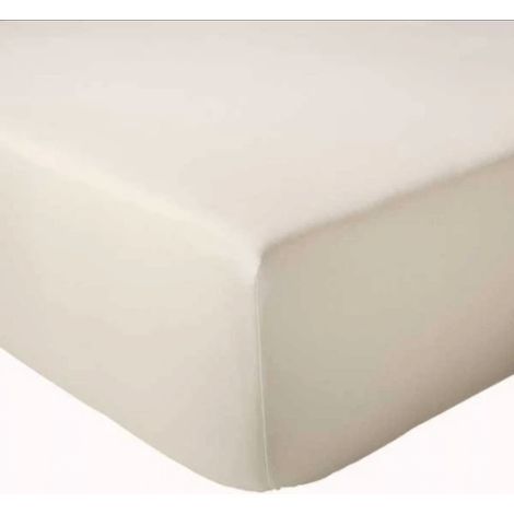 Drap Housse coton bonnet 23 cm fabriqué en France Ecru 90x190 cm