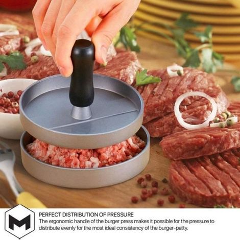 Presse à burgers - - Aluminium - Durable - Non-adhésif - 150 disques en silicone (1/4)