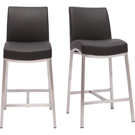 Miliboo – Lot de 2 tabourets de bar noirs H70 cm – Assise en polyuréthane – Piètement en métal – Confort optimal pour cuisine et séjour (1/5)