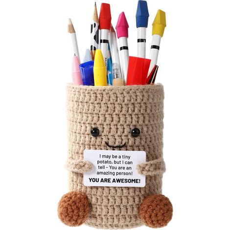 Portalápices con forma de patata, portalápices con gancho, juguete con forma de patata, decoración de escritorio, regalo de cumpleaños, para familiares y amigos. (1/5)