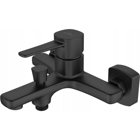 Invena Robinet de baignoire Glamour - Noir - Monocommande - Aérateur économe en eau - Fixation murale