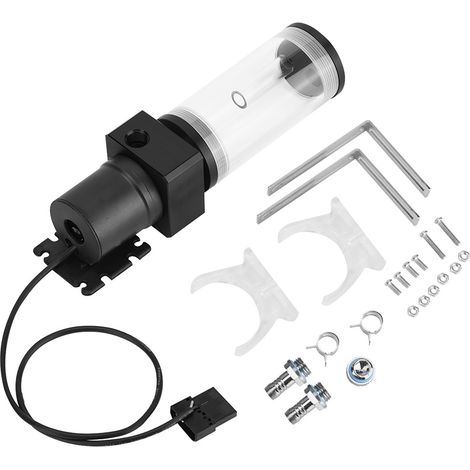 Zylindrischer Acryl-Ausgleichsbehälter für DIY-Flüssigkeitskühlung, 19-W-Pumpe, G1/4-Anschlüsse, 110 mm