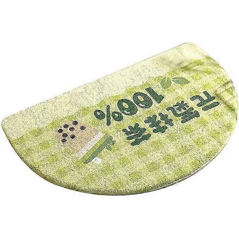 Tapis de bain demi-cercle 40 x 60 cm, en fausse fourrure, absorbant l'eau - Vert matcha (1/4)
