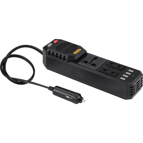 Convertisseur de Voiture 200W - 12V DC vers 220V AC avec Ports USB et Allume-Cigare (1/5)