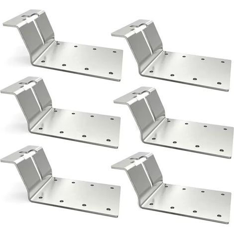 Lot de 6 supports de fixation pour poteau T de clôture, équerres métalliques pour panneau bois jardin (1/5)
