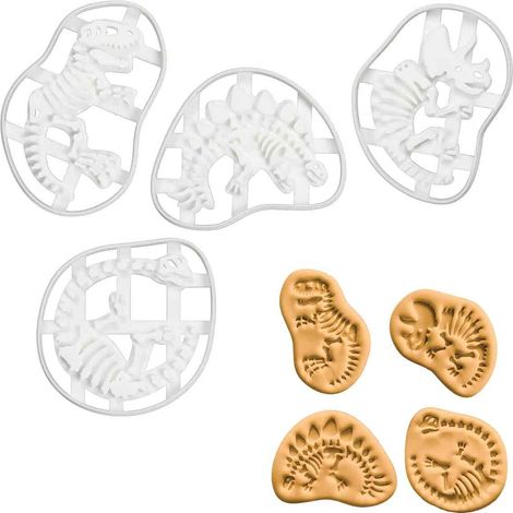 4 Emporte-pièce dinosaure, plastique alimentaire, Tyrannosaurus Rex, Stegosaurus, Triceratops, Long Neck, pâtisserie, fête d'anniversaire (1/5)