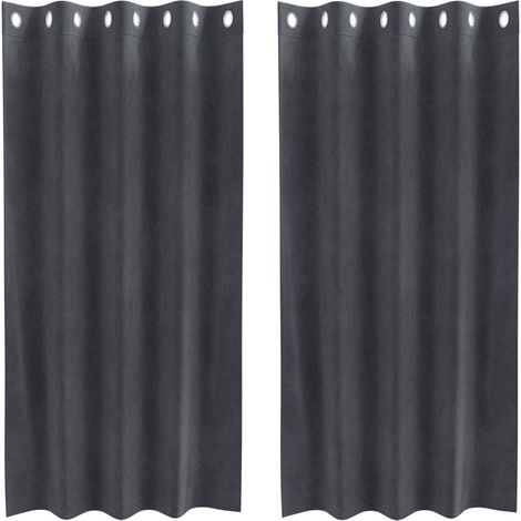 Rideaux avec des rideaux 2 pcs Gris clair 140 x 175 cm Velours CFW88308 (1/5)