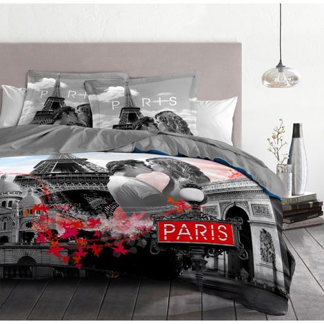 Parure de lit 3 pièces 100% coton 57 fils 220x240 cm – Housse de couette avec rabat – 2 taies 63x63 cm – Certifiée OEKO-TEX – Home Linge Passion (1/3)