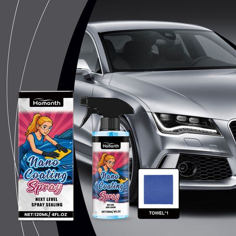 Nano-Beschichtungsspray-Set für Autos – Spiegelaufhellendes und glanzverstärkendes Autopflegespray – 120 ml1 + Handtuch1 -- DE (1/5)