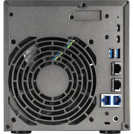 Asustor Lockerstor 4 Gen3 AS6804T NAS 4 Bay AMD Ryzen Quad-Core 2.3 GHz 16GB DDR5 ECC 4x M.2 NVMe Dual 5GbE Dual 10GbE USB 4.0 (1/4)