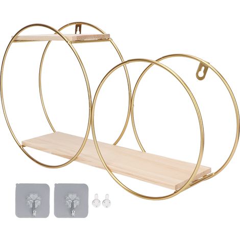 Étagère murale de rangement suspendue en métal rond décoratif, fixation murale flottante pour salle de bain (1/5)