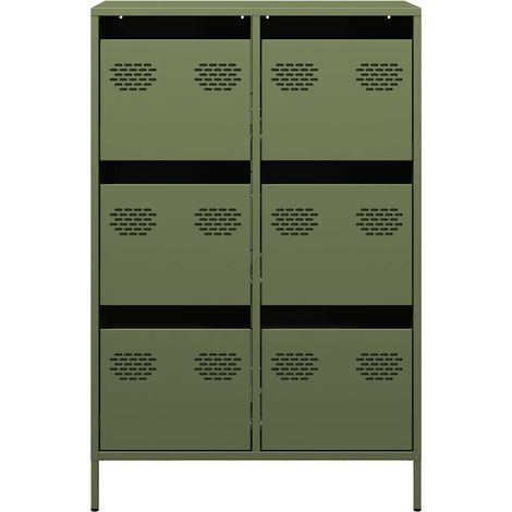 Meuble de rangement à casiers en acier Klavin 68cm - Style industriel-Vert olive (1/5)